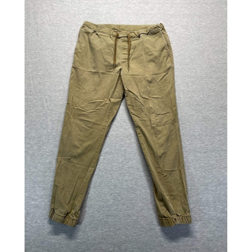 Goodfellow & Co Chino Jogger Pants Men Medium Khaki Drawstring Waist Tapered Leg